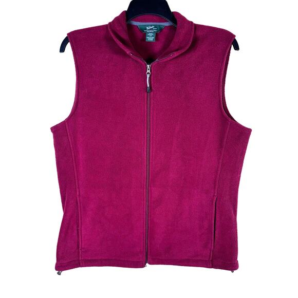 Woolrich Full Zip Fleece Vest Pockets Lightweight Men's Large 18037 Red Burgandy - Picture 1 of 10